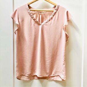 Philosophy dusty pink ruffle short sleeve blouse size M